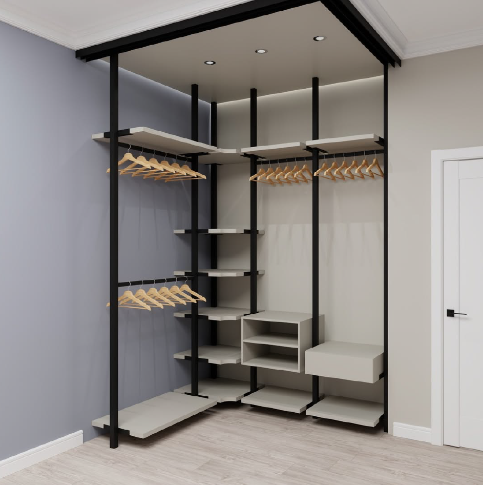 3D рендер шкафа с внутренней организацией